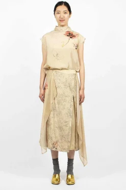 Dries Van Noten Layered Silk Skirt Ecru| Skirts