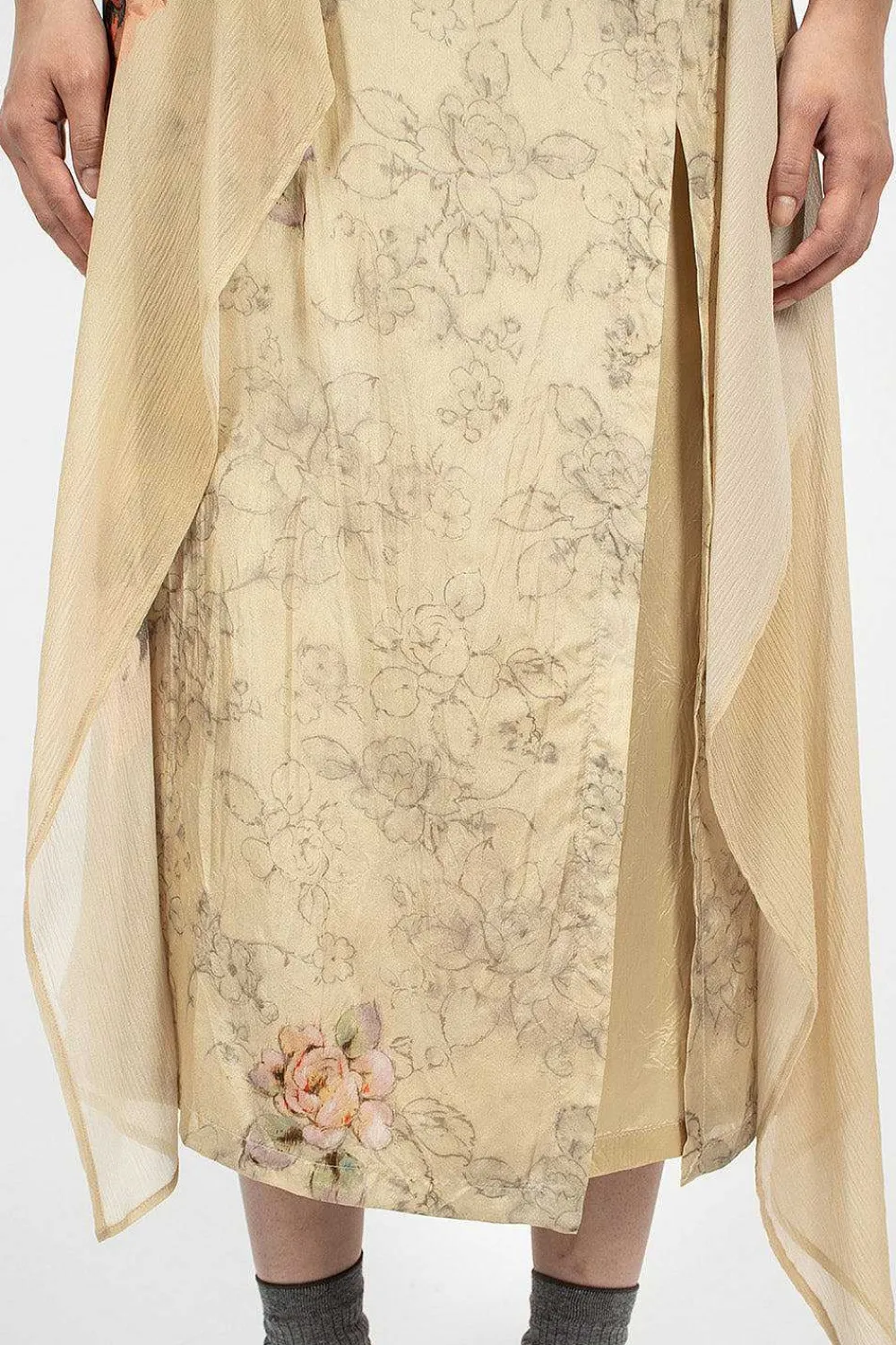 Dries Van Noten Layered Silk Skirt Ecru| Skirts