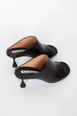 Acne Studios Leather Heeled Mules Black| Shoes