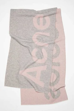 Acne Studios Light Pink/Grey Toronty Logo Scarf| Scarves & Gloves