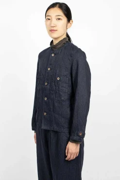 Vlas Blomme Linen Blouson Navy| Outerwear
