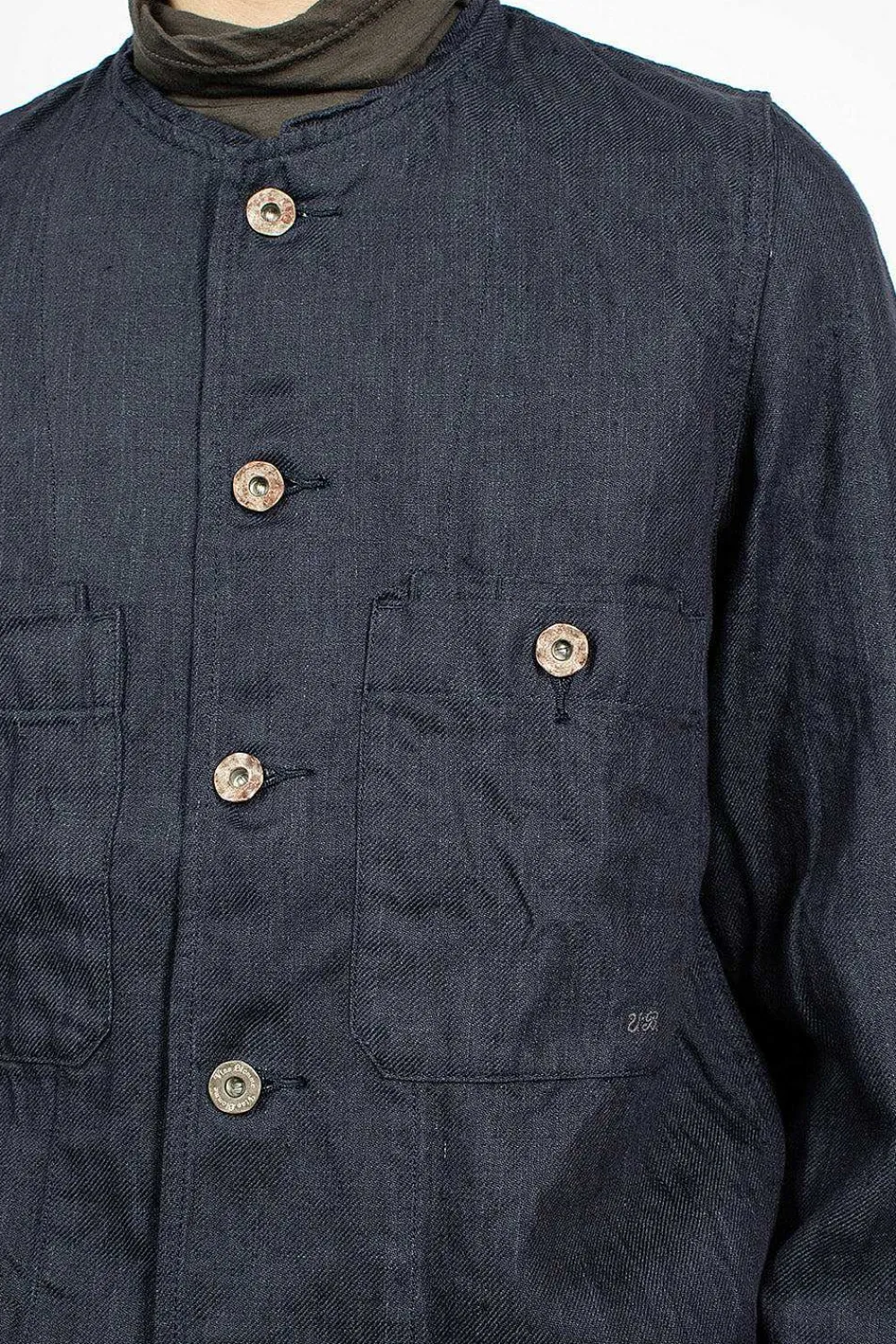 Vlas Blomme Linen Blouson Navy| Outerwear
