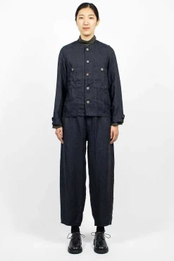 Vlas Blomme Linen Blouson Navy| Outerwear