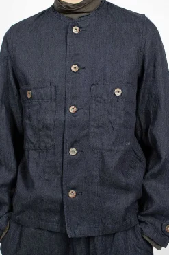 Vlas Blomme Linen Blouson Navy| Outerwear
