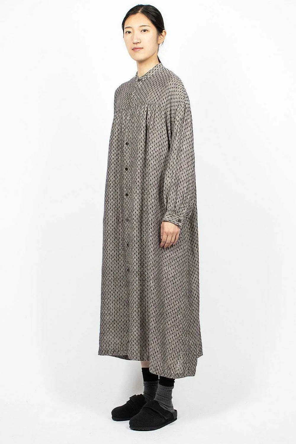 Ichi Antiquités Linen Dobby Shirt Dress Black Diamond| Dresses