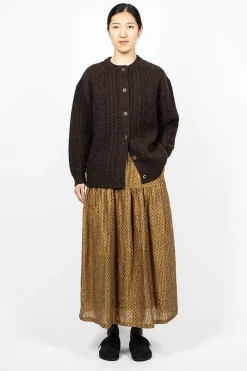Ichi Antiquités Linen Dobby Skirt Camel| Skirts