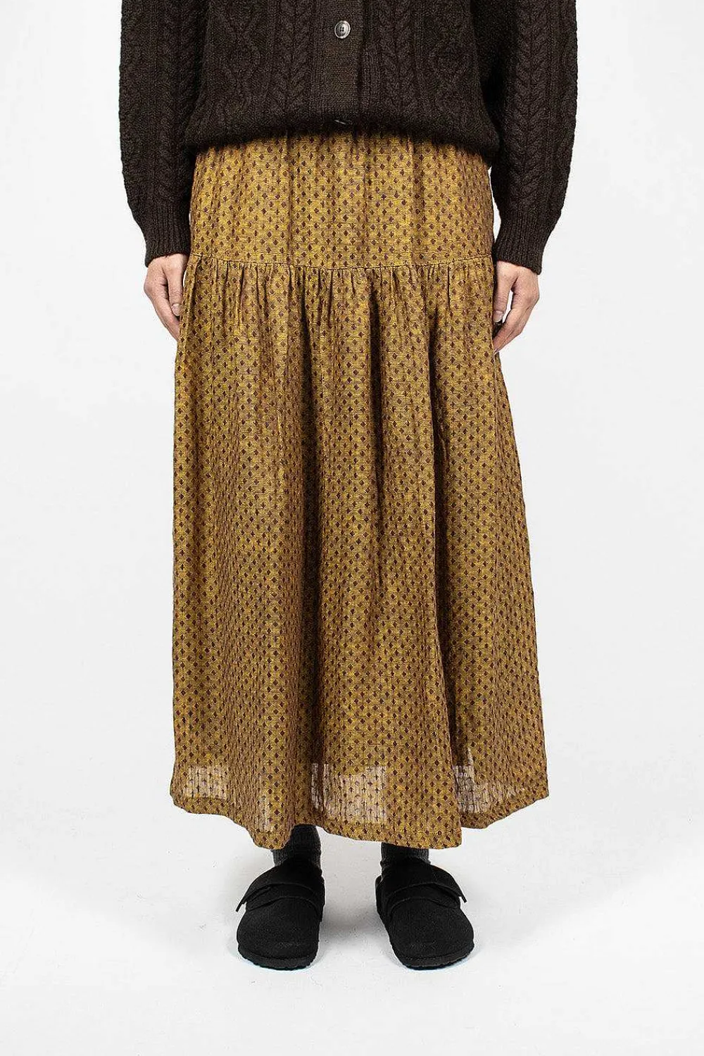 Ichi Antiquités Linen Dobby Skirt Camel| Skirts