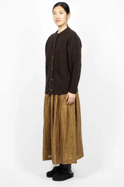 Ichi Antiquités Linen Dobby Skirt Camel| Skirts