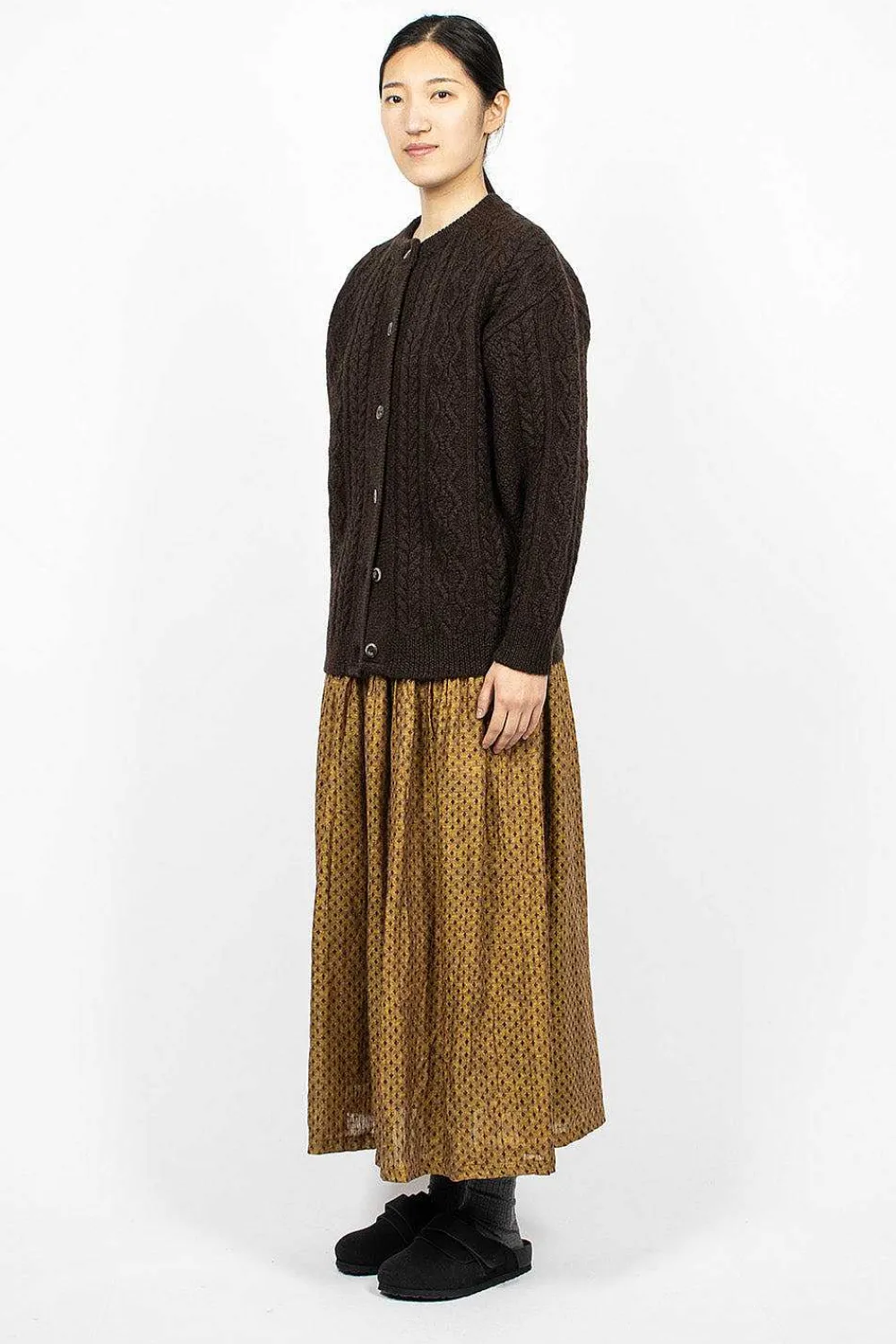 Ichi Antiquités Linen Dobby Skirt Camel| Skirts