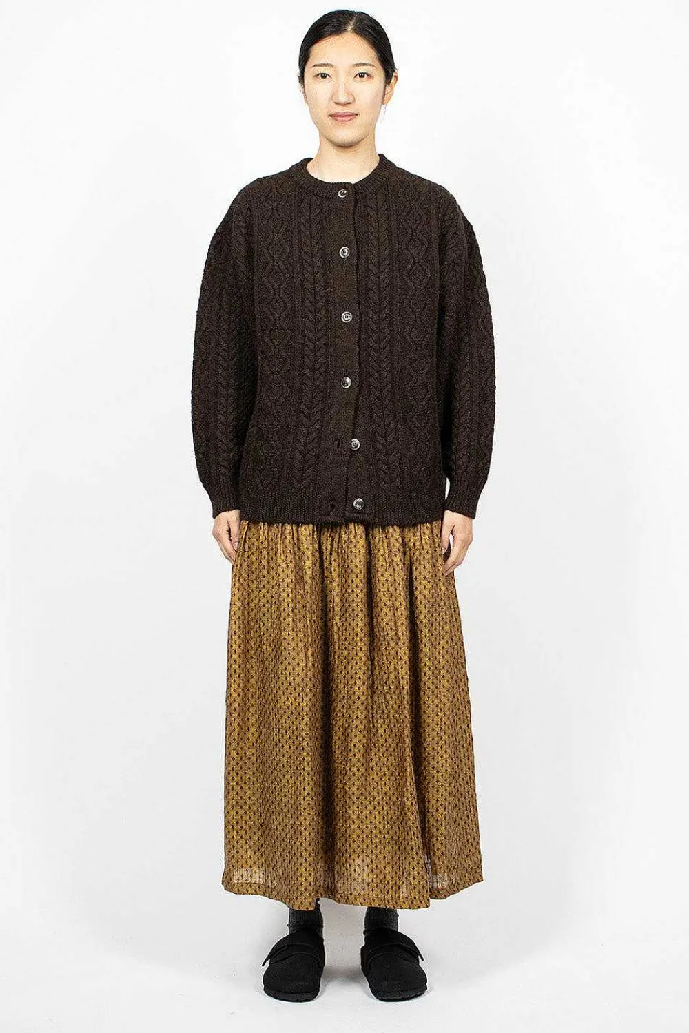 Ichi Antiquités Linen Dobby Skirt Camel| Skirts