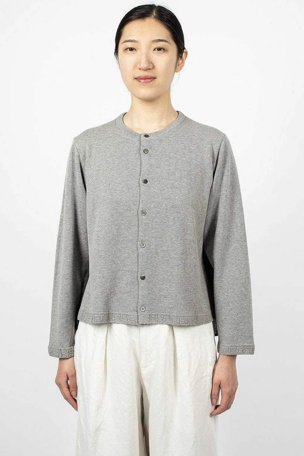 Vlas Blomme Linen Panel Cardigan Grey| Outerwear