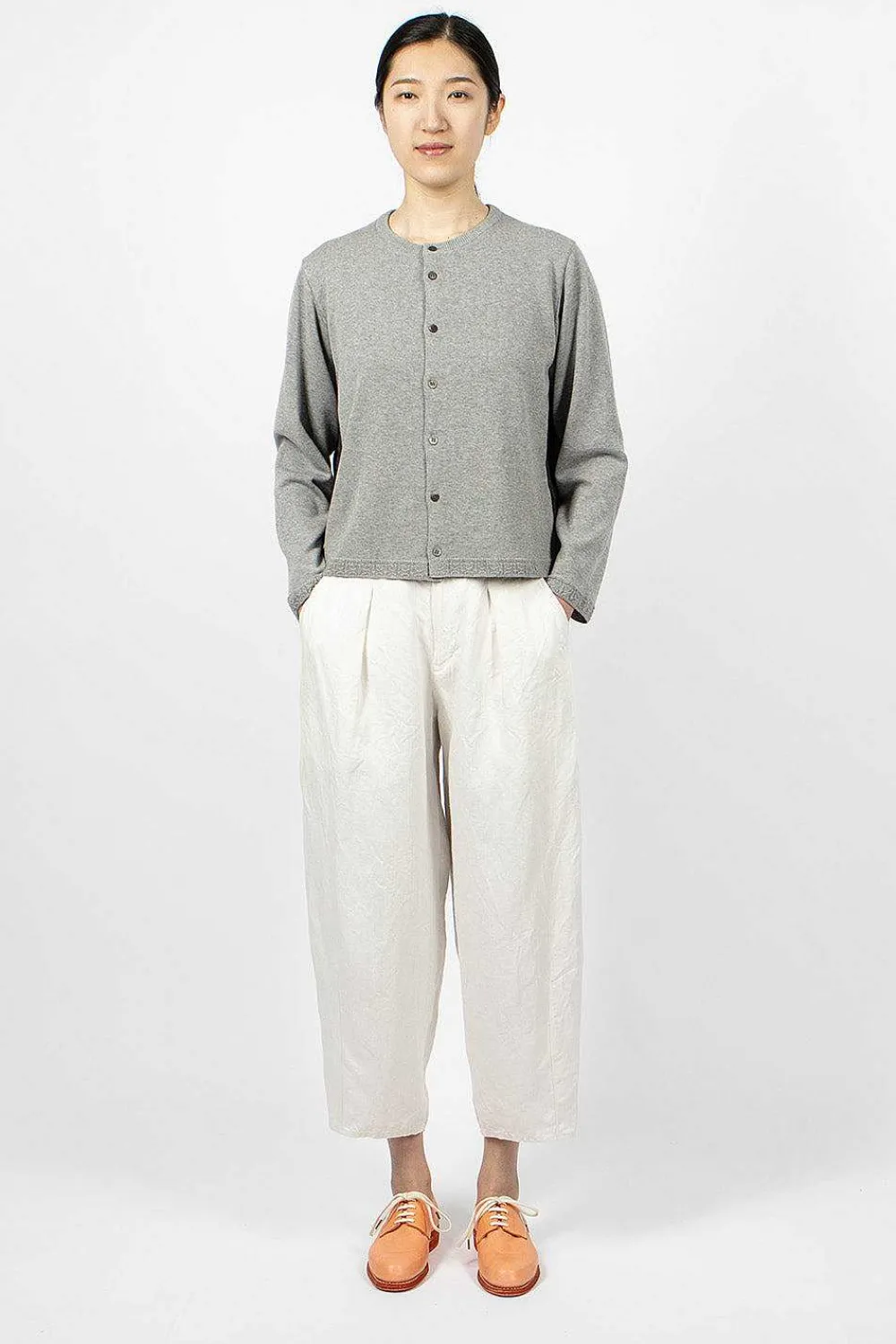 Vlas Blomme Linen Panel Cardigan Grey| Outerwear