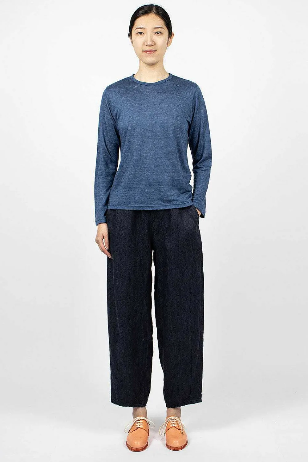 Vlas Blomme Linen T-Shirt Blue| Tops