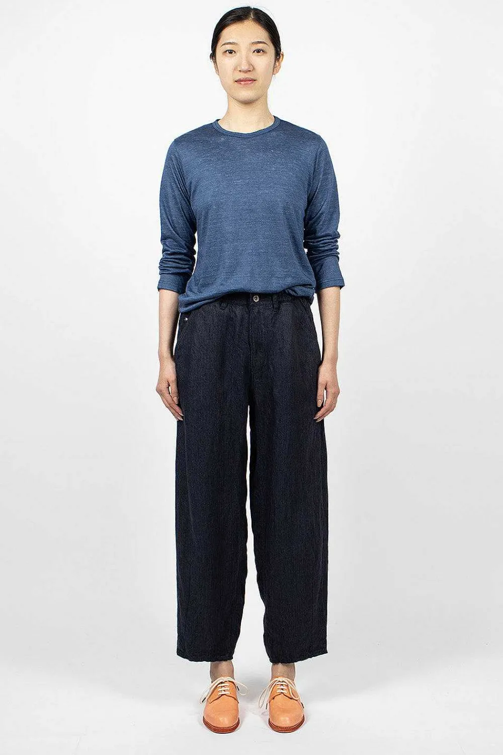 Vlas Blomme Linen T-Shirt Blue| Tops