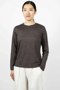 Vlas Blomme Linen T-Shirt Charcoal| Tops