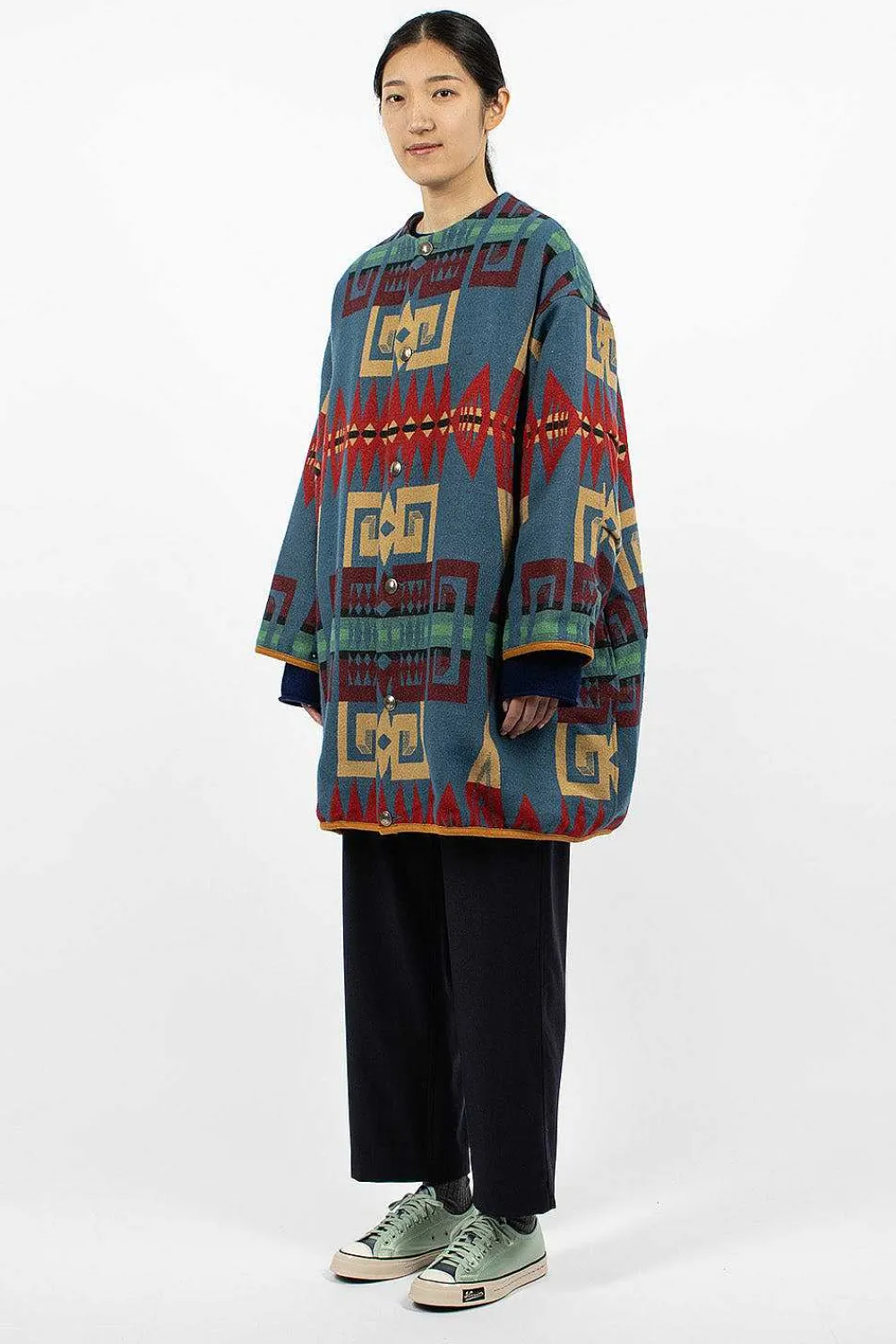 VISVIM Liner Coat Printed Blue| Outerwear