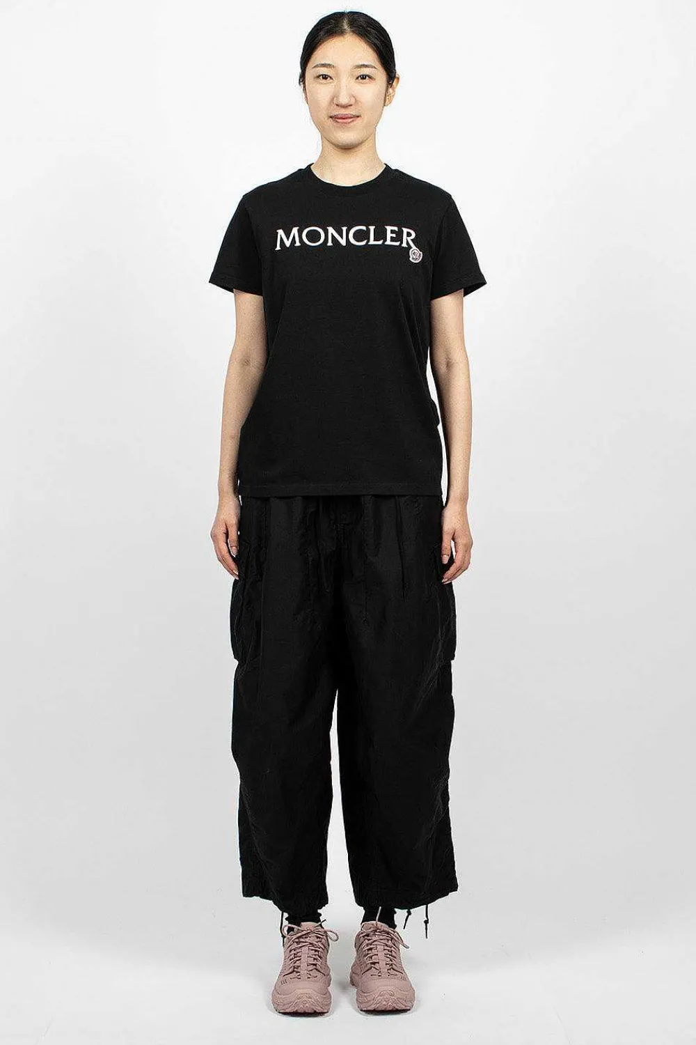 Moncler Logo Embroidered T-Shirt Black| Tops