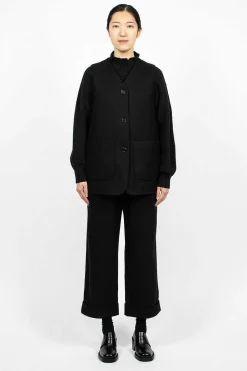 Margaret Howell Long Line Jerkin Waistcoat Black| Outerwear