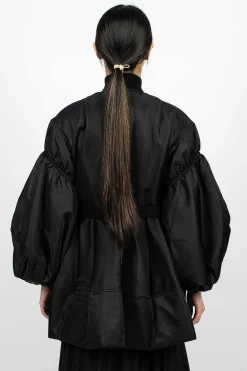 Simone Rocha Long Puff Sleeve Satin Bomber Black| Outerwear
