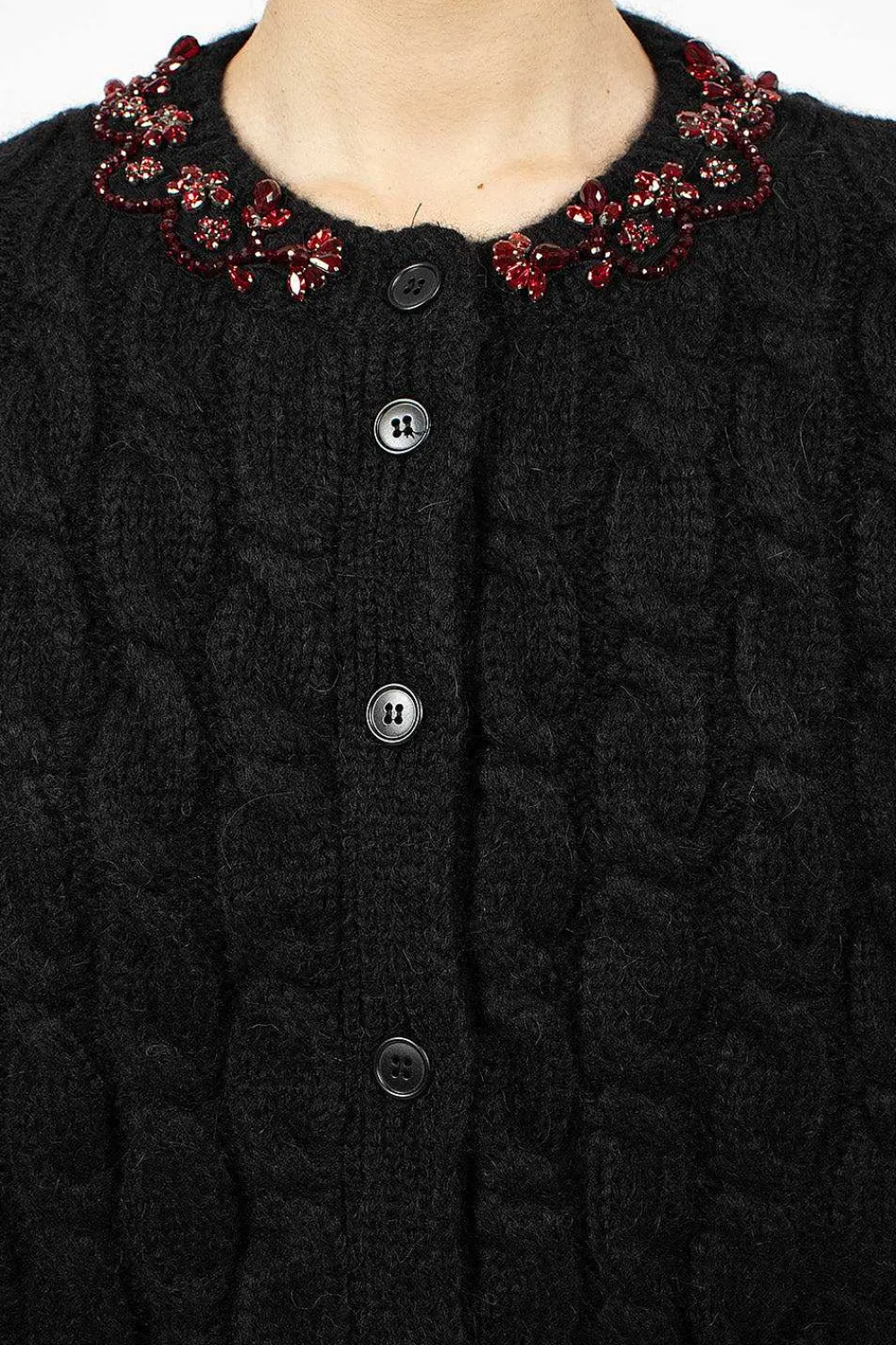 Simone Rocha Long Sleeve Embellished Cardigan| Knitwear
