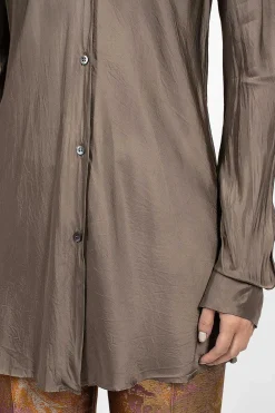 Dries Van Noten Long Viscose Shirt Grey| Shirts