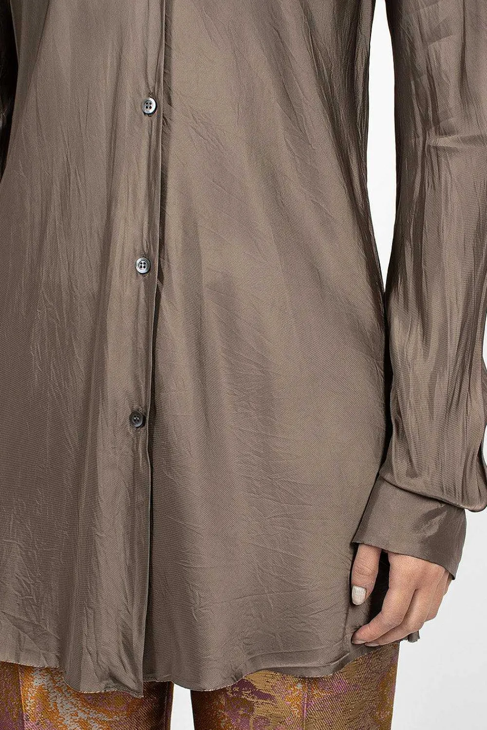Dries Van Noten Long Viscose Shirt Grey| Shirts