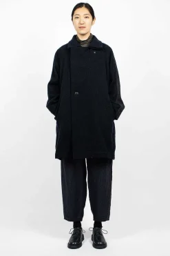 Vlas Blomme Loop Collar Coat Navy| Outerwear