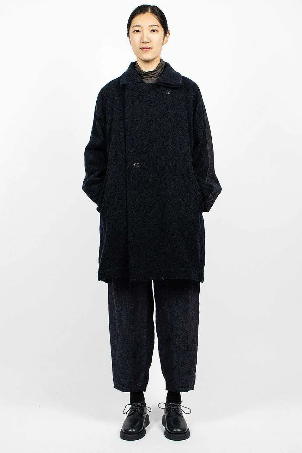 Vlas Blomme Loop Collar Coat Navy| Outerwear