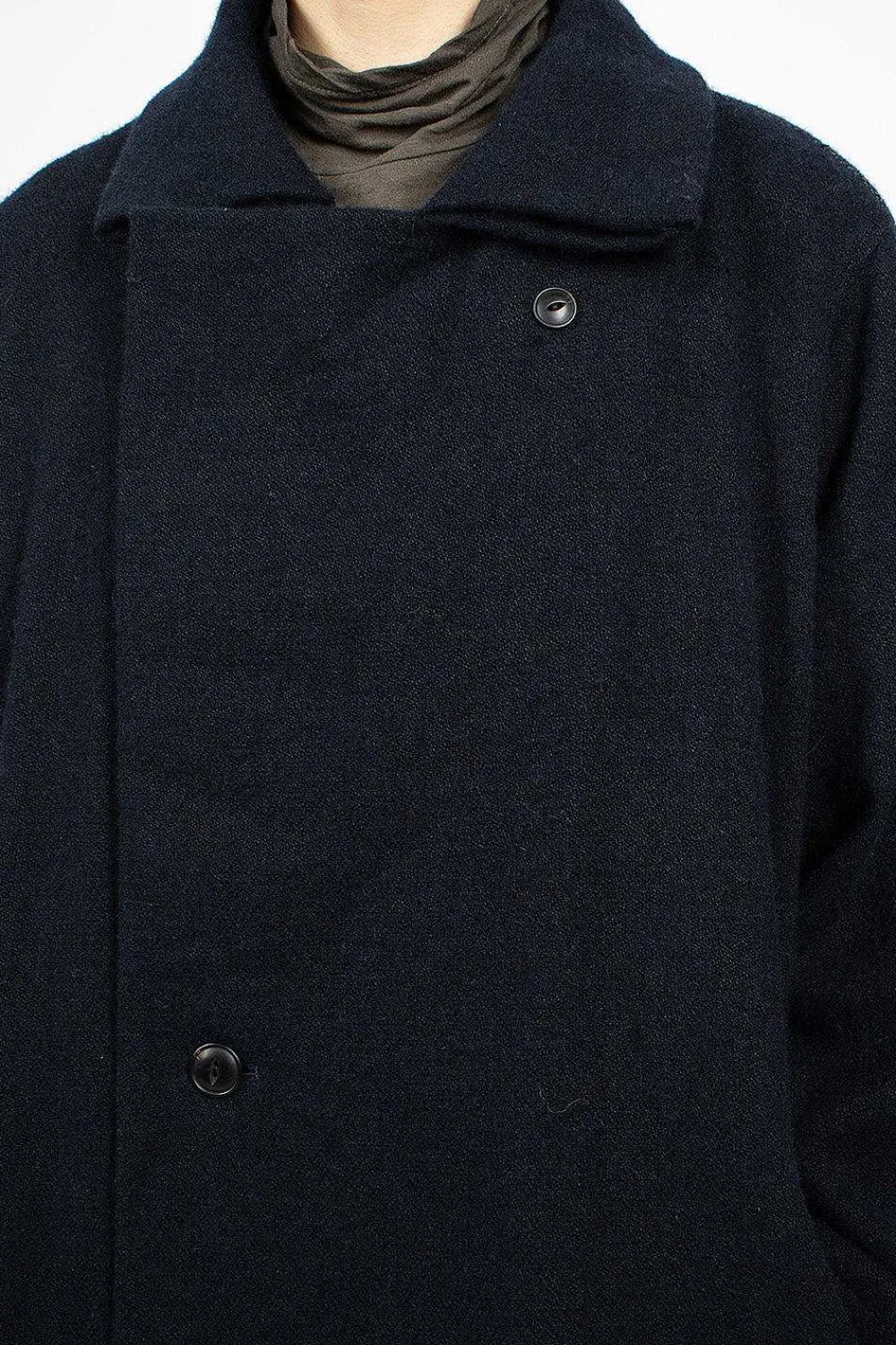 Vlas Blomme Loop Collar Coat Navy| Outerwear