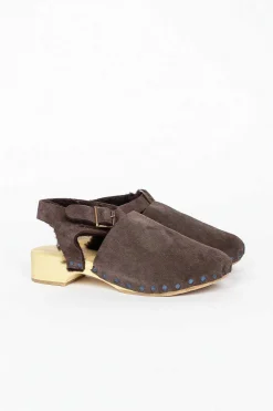 Daniela Gregis Low Clog Suede Brown| Shoes