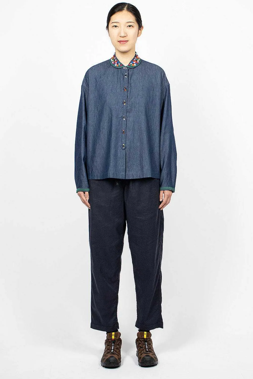 YMC Marianne Shirt Embroidered Indigo| Shirts
