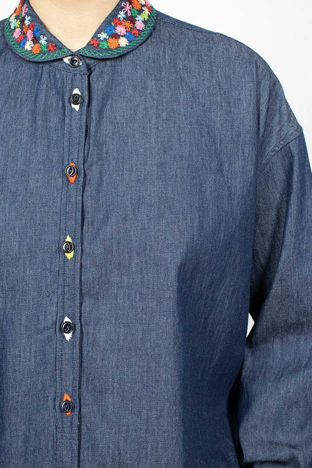 YMC Marianne Shirt Embroidered Indigo| Shirts