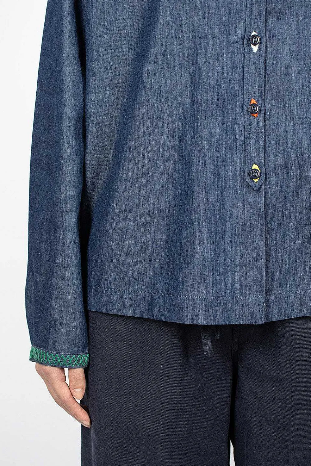 YMC Marianne Shirt Embroidered Indigo| Shirts