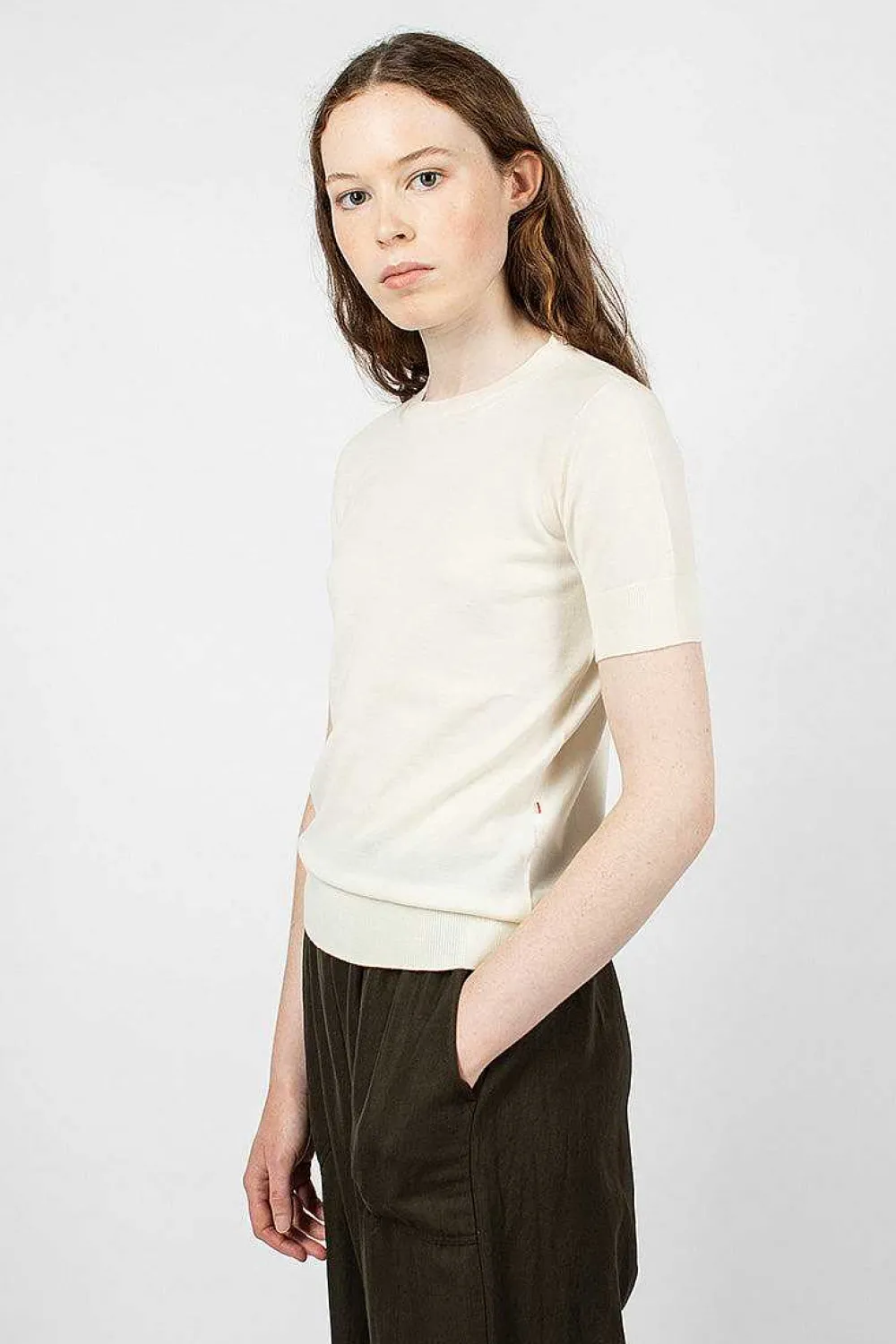 Casey Casey Merino Wool T-Shirt Antique White| Knitwear