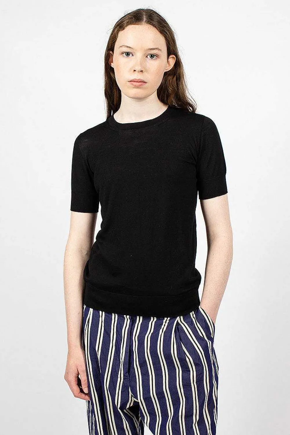 Casey Casey Merino Wool T-Shirt Black| Knitwear