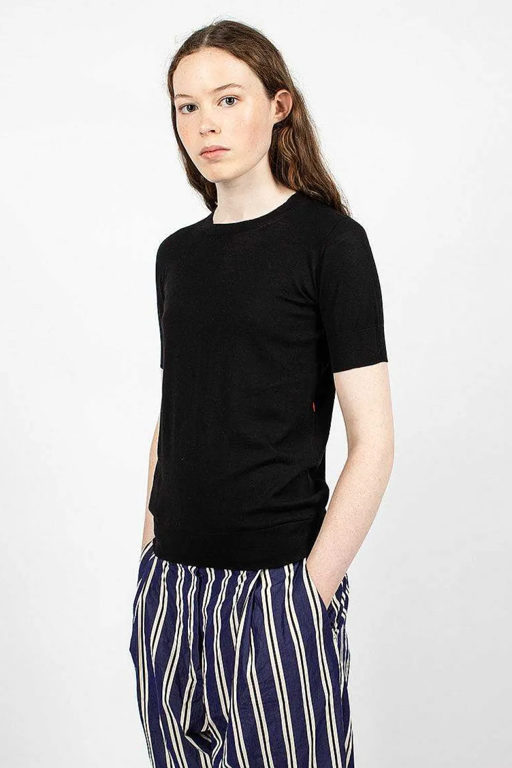 Casey Casey Merino Wool T-Shirt Black| Knitwear