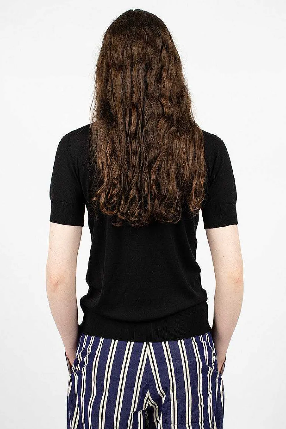 Casey Casey Merino Wool T-Shirt Black| Knitwear