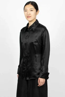 Acne Studios Mesh Collar Blouse Black| Shirts