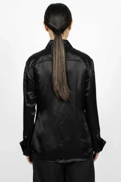 Acne Studios Mesh Collar Blouse Black| Shirts
