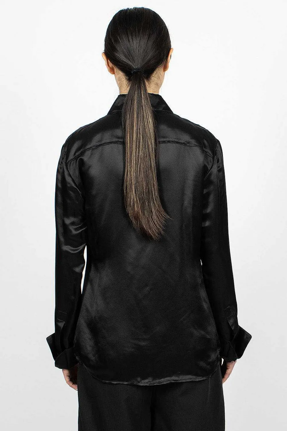 Acne Studios Mesh Collar Blouse Black| Shirts