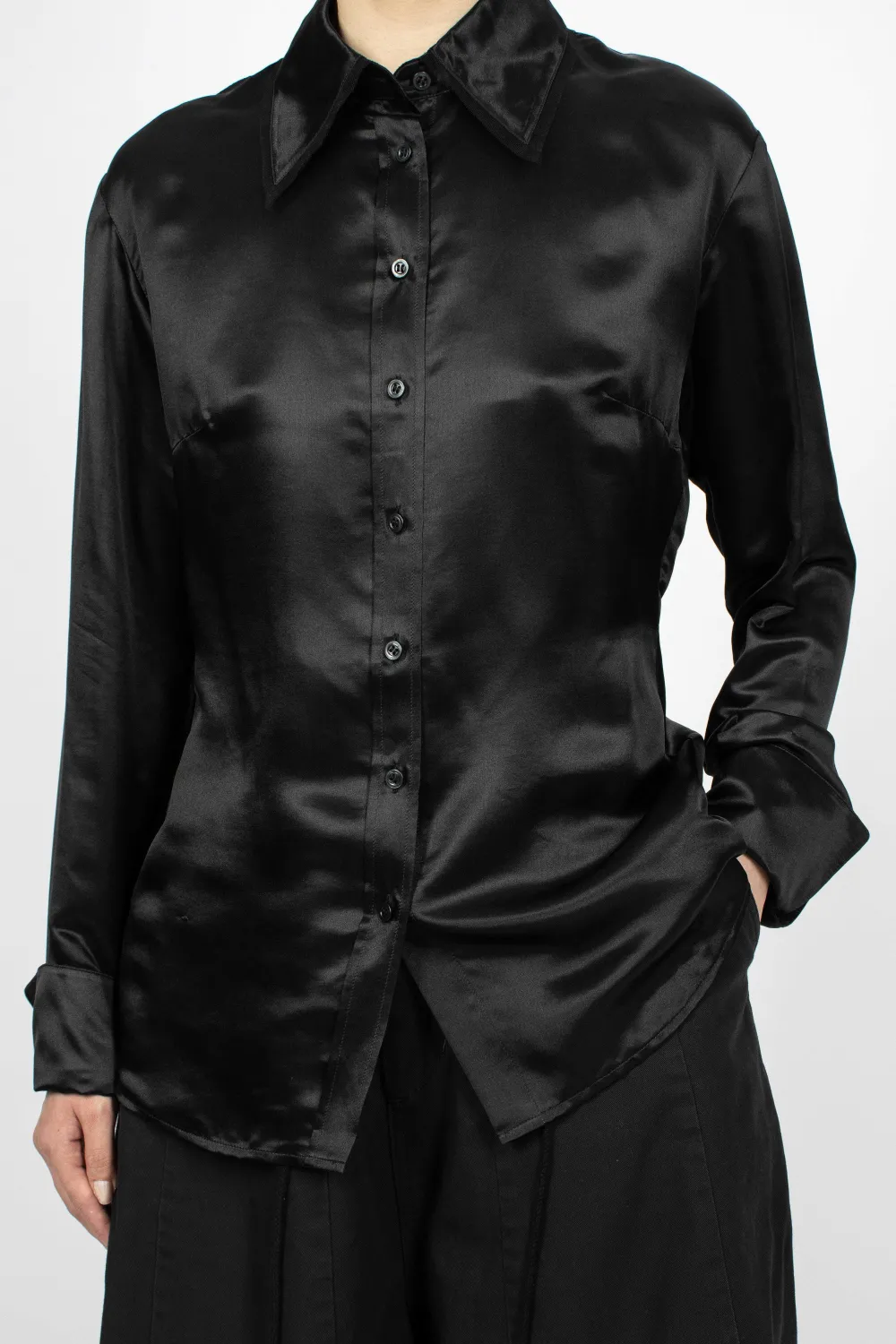 Acne Studios Mesh Collar Blouse Black| Shirts
