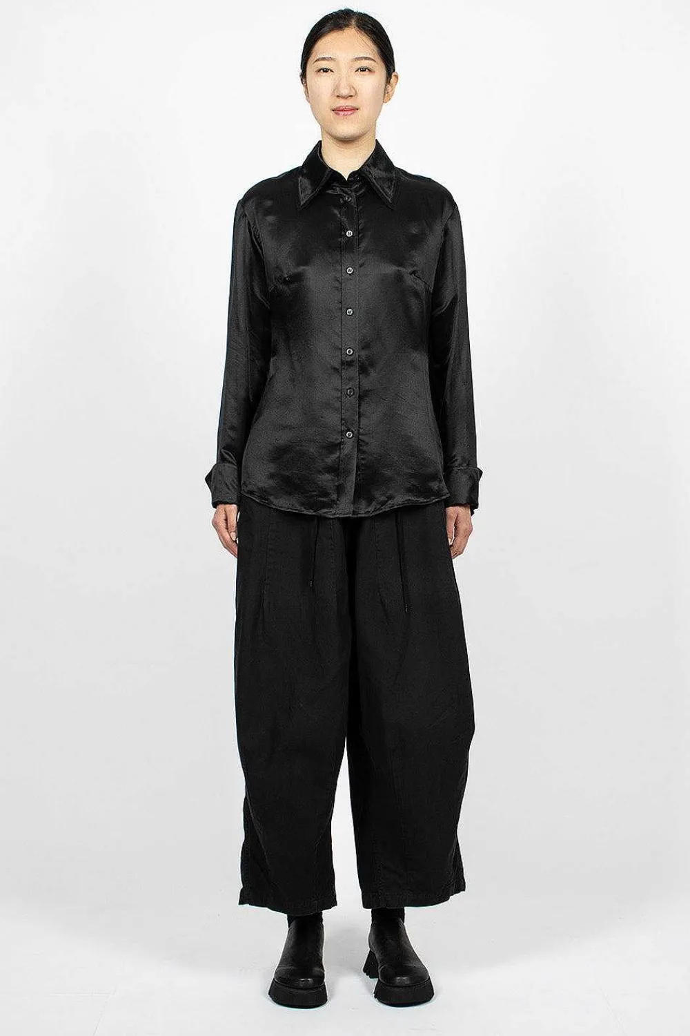 Acne Studios Mesh Collar Blouse Black| Shirts