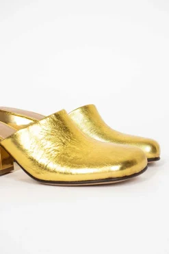 Dries Van Noten Metallic Leather Mules| Shoes