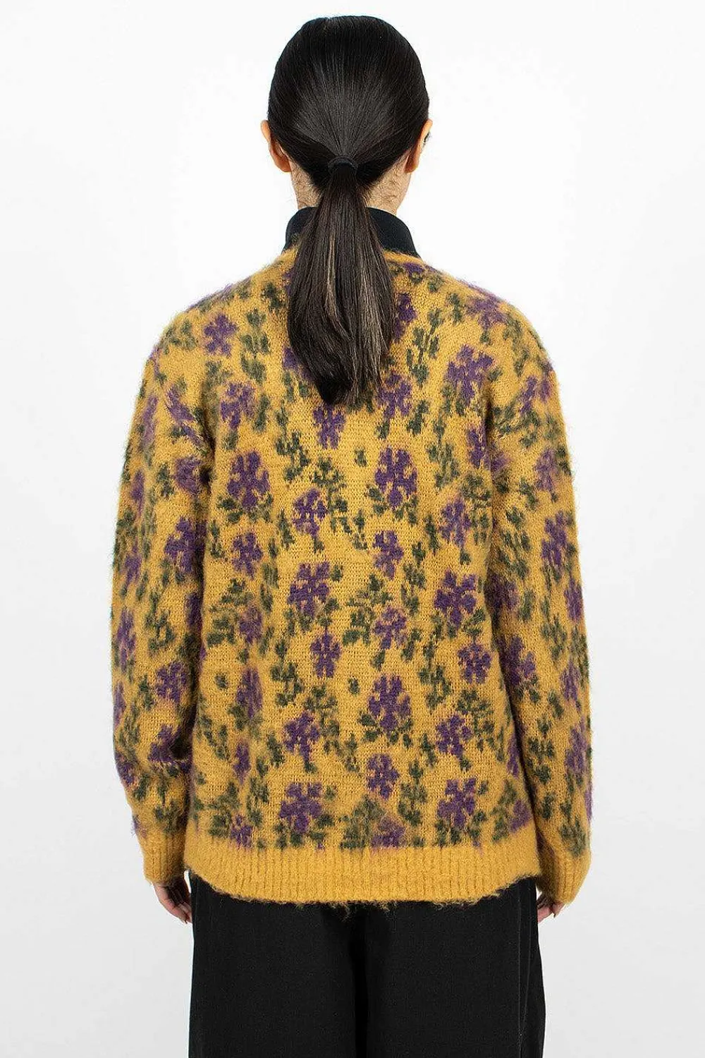 Needles Mohair Cardigan Floral Yellow| Knitwear