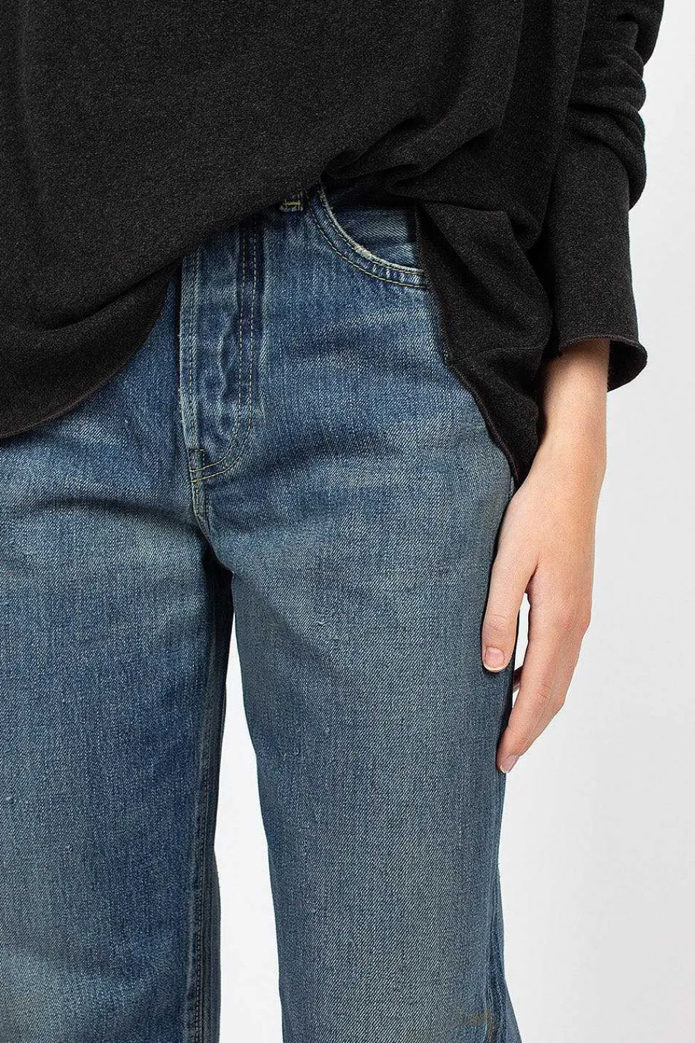 Chimala Mp03B Straight Cut Jean Medium Distress| Trousers