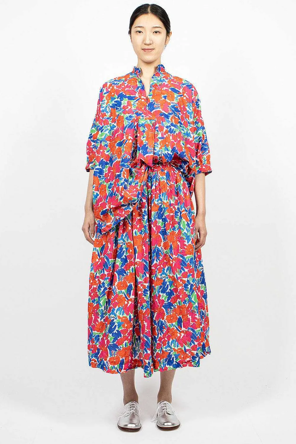 Daniela Gregis Nastro Flower Print Skirt Red/Blue| Skirts