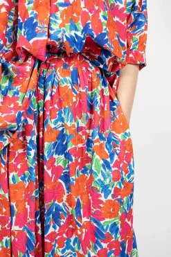 Daniela Gregis Nastro Flower Print Skirt Red/Blue| Skirts