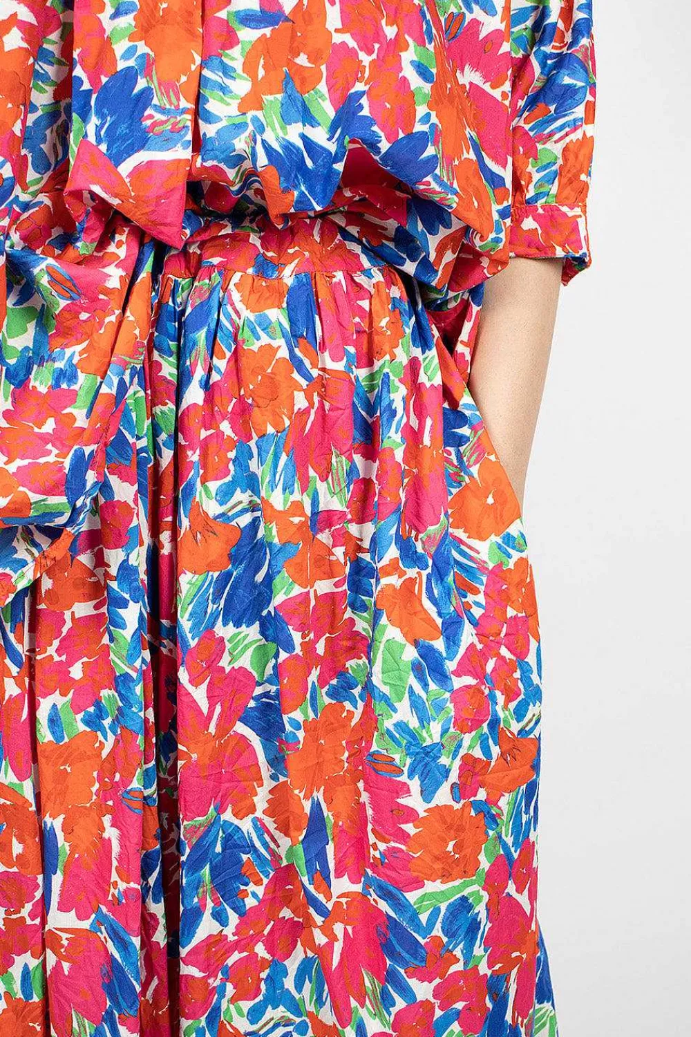 Daniela Gregis Nastro Flower Print Skirt Red/Blue| Skirts
