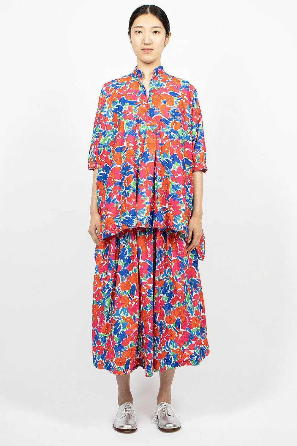 Daniela Gregis Nastro Flower Print Skirt Red/Blue| Skirts