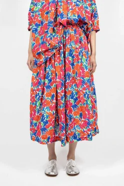 Daniela Gregis Nastro Flower Print Skirt Red/Blue| Skirts